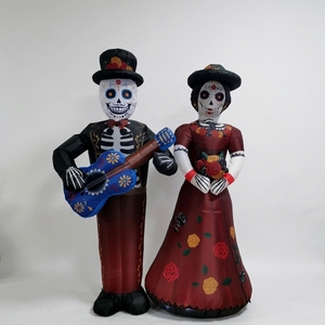 Coppia di Scheletri Gonfiabili per il Giorno dei Morti, Uomo con Chitarra <span class=keywords><strong>e</strong></span> Donna con <span class=keywords><strong>Fiori</strong></span>, per Decorazioni <span class=keywords><strong>e</strong></span> Esposizioni di Halloween - Product Image 6