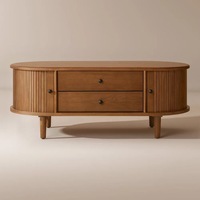 Table basse en bois massif de qualité supérieure avec porte à chaîne, meuble de rangement spacieux personnalisable pour la maison et le salon