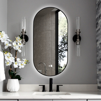 Miroir de salle de bain ovale intelligent à LED, anti-buée, mural, miroir de vanité