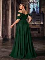 Robe de soirée longue en mousseline de soie bordeaux grande taille, coupe trapèze, avec sequins, style simple et naturel