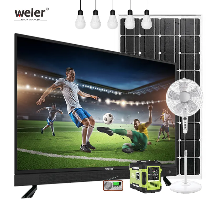 Weier-Panel Solar que carga el sistema de iluminación del hogar, Kit de energía interior con 6 lámparas de 12 V CC, televisores de TV