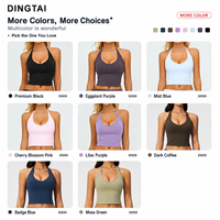 Débardeur de yoga brossé à col en V et dos nu pour femme, avec soutien-gorge de sport rembourré, coupe ajustée, haute élasticité, anti-humidité, idéal pour le fitness et la gym