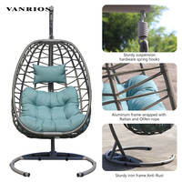 VANRIOS-Chaise suspendue avec support en rotin pour jardin, patio, intérieur, extérieur, chambre à coucher