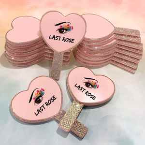 Private Label Handheld Heart Shape Makeup Mirrors Wholesale Handle Make up Mirror for Cosmetic - Product Image 5