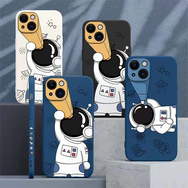 Luxury Astronauts Pattern Square Tpu Phone Case Back Cover for iphone 6 7 8 Plus X Xs 11 12 Mini Pro Max