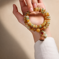 Bracelet en graines de Bodhi multicolores, simple ou double tour, perles d'abaque, breloque en forme de capsule de lotus, bijoux de méditation extensibles, unisexe, vente en gros