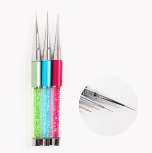 # 7/ # 10/ # Ensemble de pinceaux pour nail art à poils en nylon avec manche en métal rose clair de 13 mm, outils de peinture de précision - Product Image 1
