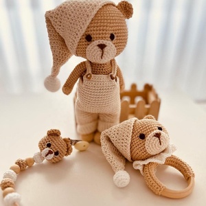 Kit de crochet Kaiyue inclus, hochet d'ours, <span class=keywords><strong>attache</strong></span>-sucette, ensemble crochet amigurumi, jouets pour bébé - Product Image 2