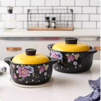 Casseroles en céramique Série Fée des Fleurs Prêtes pour le gaz et l'induction Couvercle en céramique sécuritaire Nutrition saine Pot à soupe