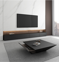 Ensemble de meuble TV et table basse en bois massif pour salon moderne, console multimédia, décoration intérieure durable