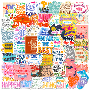 50 Pezzi Adesivi in Vinile Rosa con Citazioni Motivazionali, <span class=keywords><strong>Etichette</strong></span> Fustellate con Frasi in Inglese per Bottiglie e Diari - Product Image 2