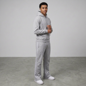 Ensemble de sweat-shirt à capuche gris unisexe, ensemble de survêtement décontracté assorti, couleur unie, tissu en molleton français, vêtements d'automne - Product Image 5