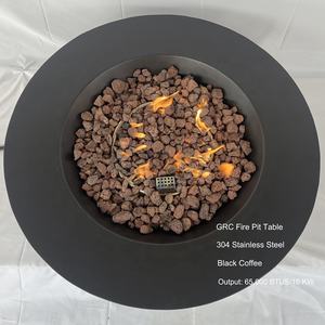 G086 Meuble de table moderne pour foyer d'extérieur gris avec gaz propane et béton Colonne de 65 000BTU sur pied - Product Image 5