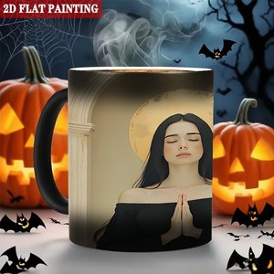 Heat Activated Magic Mug Frosted Black 11oz <b>Ceramic</b> <b>Cup</b> With 2D Flat Painting Design - Product Image 6