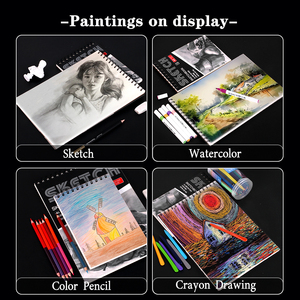 160 GSM 24 <span class=keywords><strong>Sheets</strong></span> Sketchpad micro-đục lỗ xoắn ốc ràng buộc giấy Pad nghệ sĩ phác thảo cuốn sách cho nghệ thuật đánh dấu màu bút chì than - Product Image 6