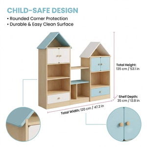 Preschool Wooden Storage <strong>Shelf</strong> With Removable Bins Kids Classroom Organization Cabinet Montessori Kindergarten Daycare Equipment - Product Image 2