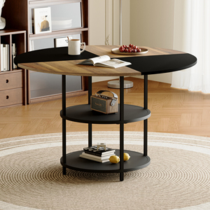 Mesa <span class=keywords><strong>de</strong></span> <span class=keywords><strong>Comedor</strong></span> - Almacenamiento <span class=keywords><strong>de</strong></span> Doble Capa, Diseño en Madera y Negro con Combinación <span class=keywords><strong>de</strong></span> Colores en Forma <span class=keywords><strong>de</strong></span> Abanico, Interpretación <span class=keywords><strong>de</strong></span> la Estética del Hogar - Product Image 5