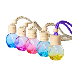 Botol Parfum Mobil, Mewah Kualitas Tinggi Bening Kecil Diffuser Kosong Botol Kaca Wangi Mobil Gantung dengan Klip