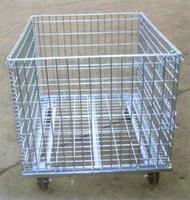Mracking Entrepôt Stockage Pliable Cage à palettes en métal Chariot Heavy Stackable Security Wire Mesh Steel Rolling Container Cage