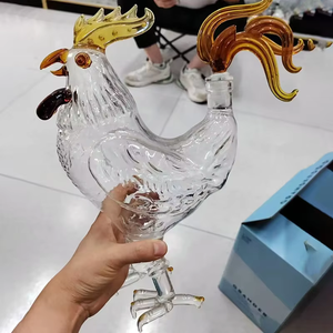 Nouvelle carafe en verre borosilicate fait main, forme poulet, scellée au bouchon, pour whisky et <span class=keywords><strong>tequila</strong></span>, motif zodiacal - Product Image 3