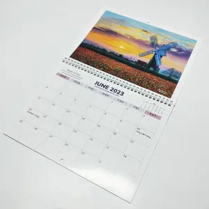 Оптовая продажа, недорогой ежемесячный мини-календарь, печать на заказ, настенный подвесной календарь 2023