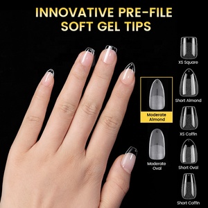 BORN PRETTY - <span class=keywords><strong>Uñas</strong></span> Postizas Acrílicas Transparentes Pre-File, 300 Piezas/caja, Ultrafinas, Forma Almendrada Moderada, Cobertura Completa, Puntas de <span class=keywords><strong>Uñas</strong></span> de Gel Suave, Venta al por Mayor - Product Image 5