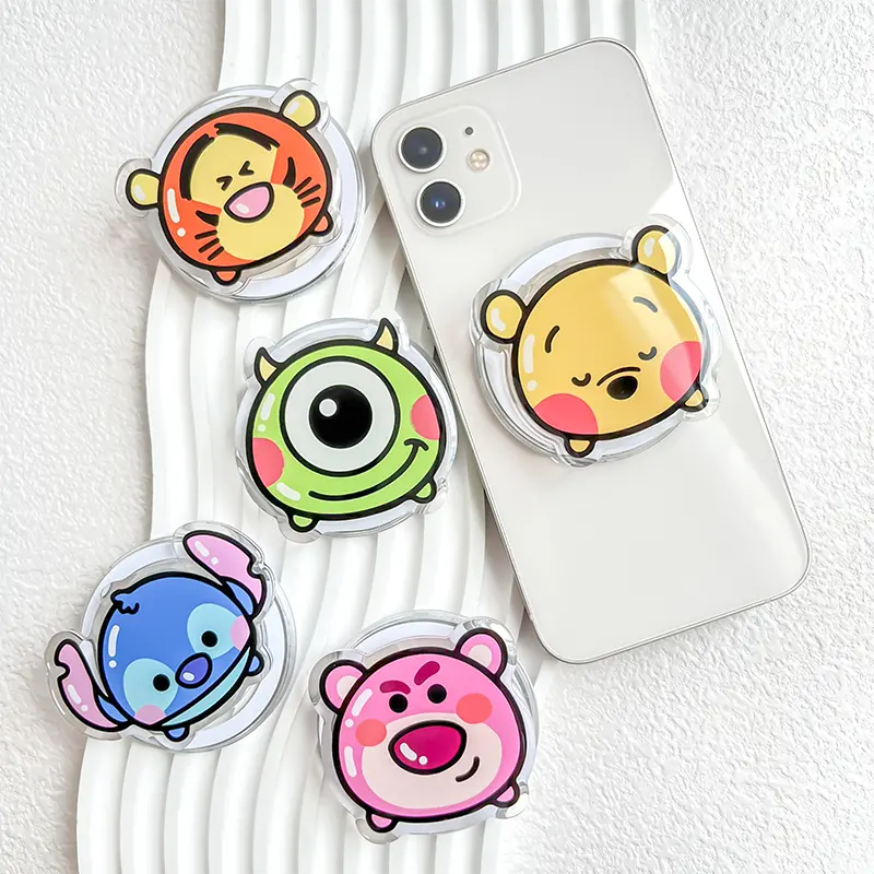 Wholesale High Quality Acrylic Eject Mobile Phone Holder With Cute Design Phone Socket Custom Logo For Acrylic Phone Grip