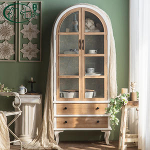 Aparador americano retro de madera maciza de 900 mm+, mueble de almacenamiento para sala de estar con puertas de vidrio y cajones - Product Image 2