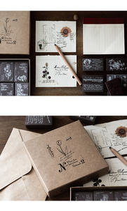 Ensemble de tampons rétro en Silicone, <span class=keywords><strong>tampon</strong></span> de fleur, joint en caoutchouc, carte de <span class=keywords><strong>lettre</strong></span>, <span class=keywords><strong>Scrapbooking</strong></span> DIY avec 60 feuilles de mémo - Product Image 5