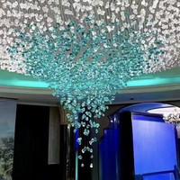 Lustre en verre bleu Turquoise personnalisé, luminaire décoratif d'intérieur