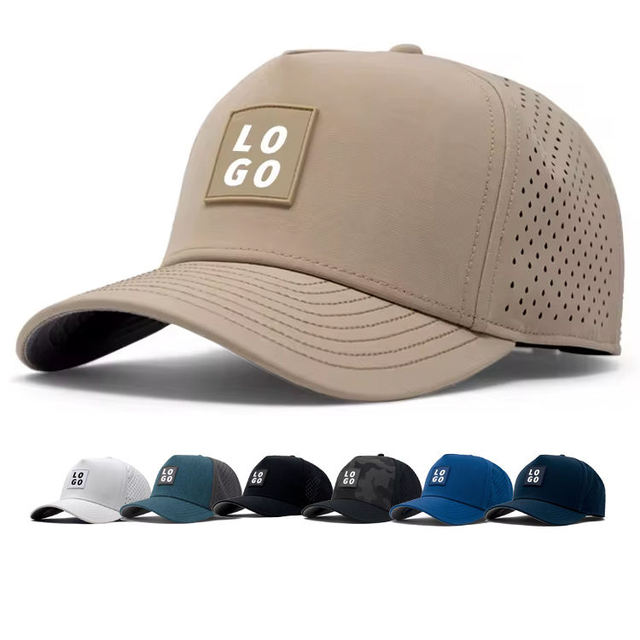 Waterproof Sporty Image Golf Hat 5 Panel High Quality Khaki Custom 3D Embroidered Patch Logo Classic Laser Hole Baseball Cap