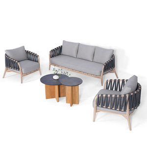 Ensemble <span class=keywords><strong>de</strong></span> canapés <span class=keywords><strong>de</strong></span> <span class=keywords><strong>jardin</strong></span> en teck haut <span class=keywords><strong>de</strong></span> gamme résistant aux intempéries, mobilier <span class=keywords><strong>de</strong></span> <span class=keywords><strong>salon</strong></span> en corde pour villa, usage commercial - Product Image 2