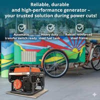 Générateur d'essence portable et durable de 2,8 kW 3,0 kW refroidi par air, 4 temps, 110 V-240 V, cadre ouvert, démarrage à distance pour la construction à domicile