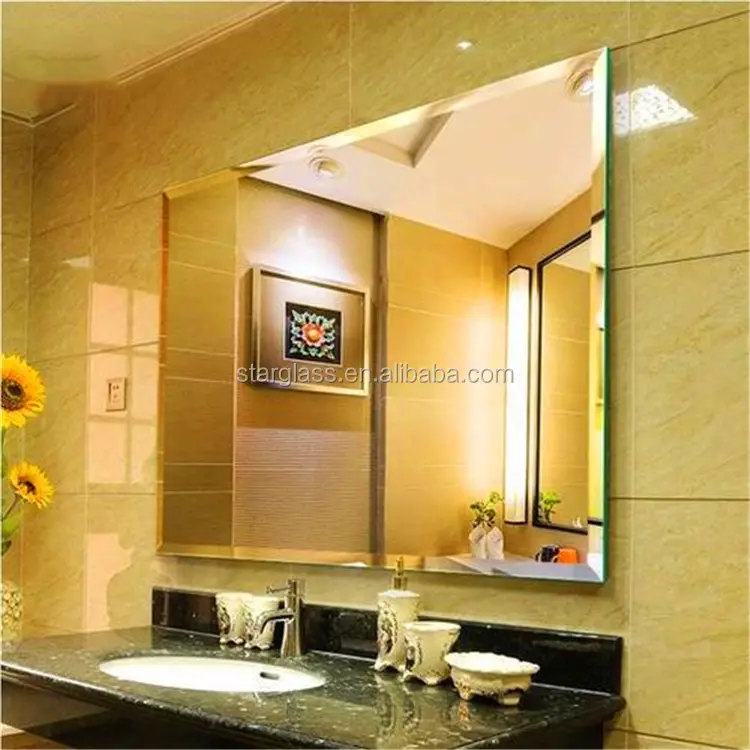 4mm 5mm 6mm thickness Beveled edge decorative wall mirror glass factory