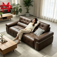Canapé d'angle moderne XIYUA en cuir véritable, trois places, pieds en acier inoxydable, rembourrage en éponge, écologique, durable, pour appartement et hôtel