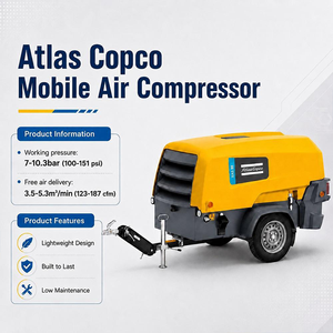 สำหรับเครื่องอัดอากาศแบบสกรู Atlas Copco Xair 150 แรงม้า ใช้เครื่องยนต์ดีเซล แรงดัน 20 บาร์ 7 บาร์ กำลังไฟ 90 กิโลวัตต์ ใช้น้ำมันสำหรับงานก่อสร้าง - Product Image 6
