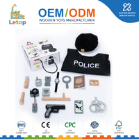 Kit d'accessoires de jeu de rôle de policier en bois Letop ADS pour enfants, 17 pièces, jouet éducatif de simulation