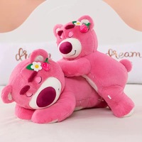 Ours en peluche fraise allongé 40/55/70/90/105 cm, très populaire, doux et moelleux, cadeau idéal pour la Saint-Valentin