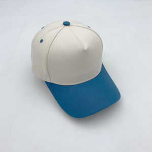 Casquette de baseball unisexe 5 panneaux vierge en coton 100% avec logo brodé personnalisé, bicolore, style papa, boucle métallique, toutes saisons - Product Image 5