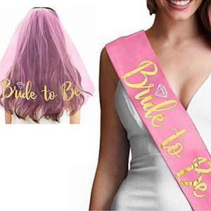Bachelorette Party Decorations Sash Veil <strong>Bride</strong> <strong>to</strong> <strong>Be</strong> <strong>Headband</strong> Set Merry Christmas Party Sash - Product Image 2