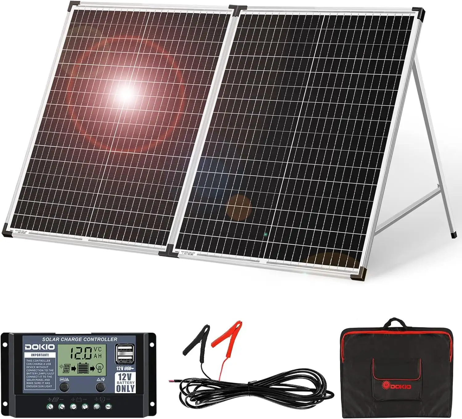 Dokio Alemanha Armazém da UE 18v 100w Foldable Painéis Solares para uso ao ar livre Camping/Carro/RV/Barco kits do sistema solar