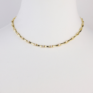 2025 새로운 골드 도금 패션 여성 보석 대나무 모양의 매력 라운드 눈물 드롭 CZ 체인 초커 목걸이 - Product Image 3