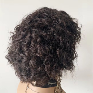 DX241 Stock <span class=keywords><strong>mannequin</strong></span> tête prothèse cuticule alignée non traitée vietnames cheveux court coupe de lutin bouclés pleine dentelle perruques henan cheveux - Product Image 5