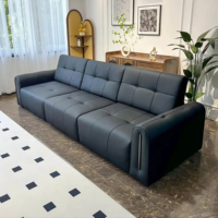 Sofá Cama Eléctrico de Lujo Moderno, Cuero Genuino, Multifuncional, Extensible, Plegable, Convertible, Nuevo Modelo para Sala de Estar