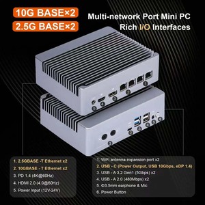 Topton 4 NICs, Firewall de Metal Sólido para <span class=keywords><strong>PC</strong></span>, I3-N305 N150, 2*10G, 2*2.5G RJ45 LANs, DDR5, 2*NVMe, NAS, Mini <span class=keywords><strong>PC</strong></span>, Proxmox, ESXi, <span class=keywords><strong>Servidor</strong></span> Doméstico - Product Image 1