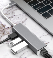 Hub USB 3.0 Type C à 3 ports avec adaptateur Gigabit Ethernet RJ45 1000 Mbps, en ABS+Aluminium, certifié FCC, en stock, avec boîte cadeau – Meilleures ventes