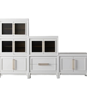 Librería de madera maciza de estilo americano RH, librería de combinación de habitación de Villa de lujo - Product Image 1