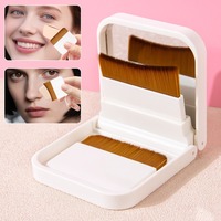 Ensemble de pinceaux de maquillage multifonctionnels portables en poils synthétiques avec miroir pour le visage et les voyages