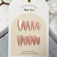 10 Tailles d'ongles à presser artisanaux en amande, élégants à pois, effet œil de chat lumineux, détachables