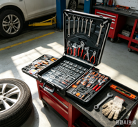 Ensemble de boîte à outils sur roulettes de 187 pièces, boîte à outils mécanique à 4 niveaux avec roues pour la réparation automobile et la maison
